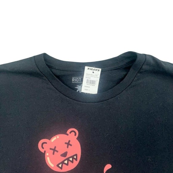 Riot Society Bear Balloon Black Graphic Print Cotton Blend T-Shirt L Tilly's nwt - Picture 5 of 9